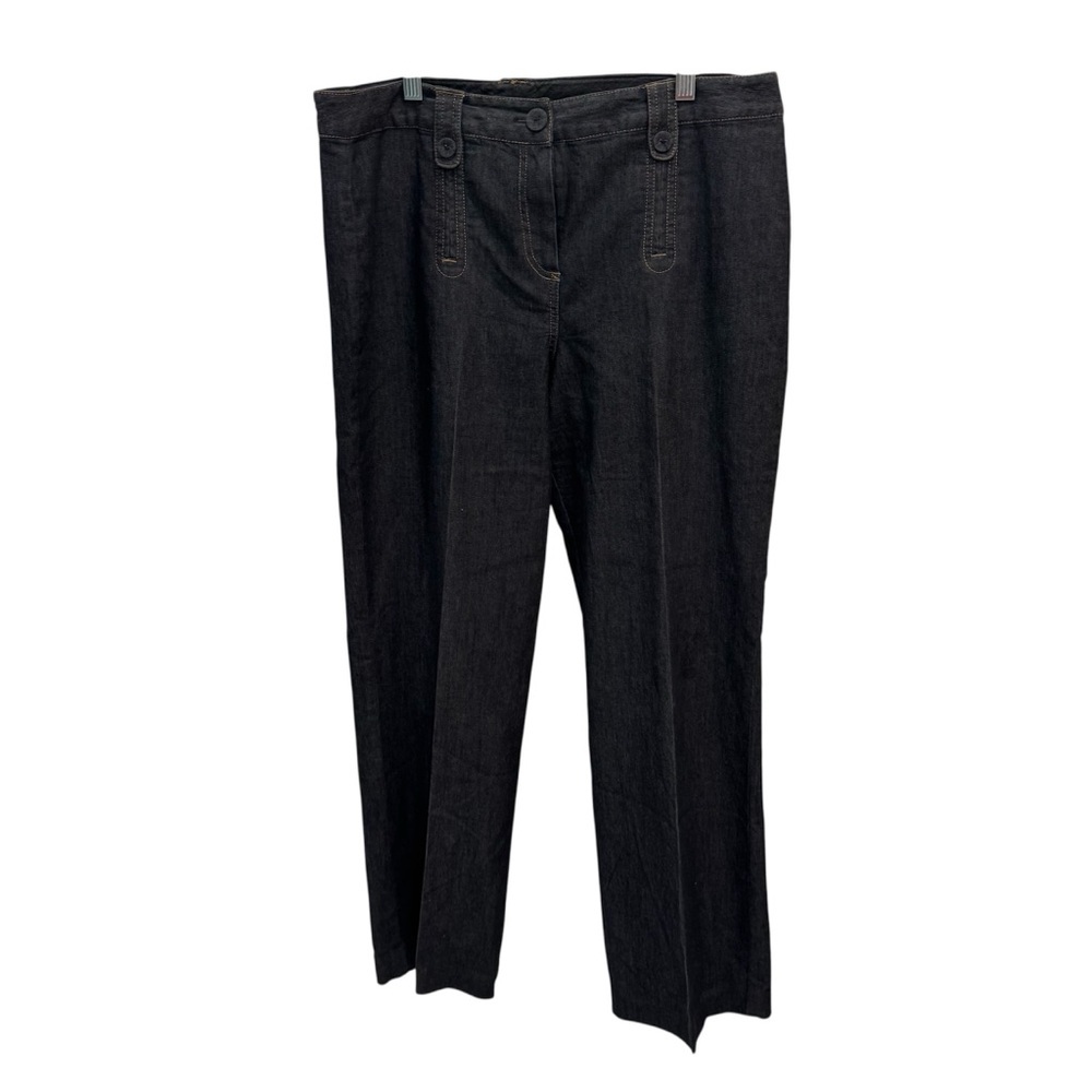 Larry Levine Black Jeans Stretch Size 10 Wide Leg Trousers